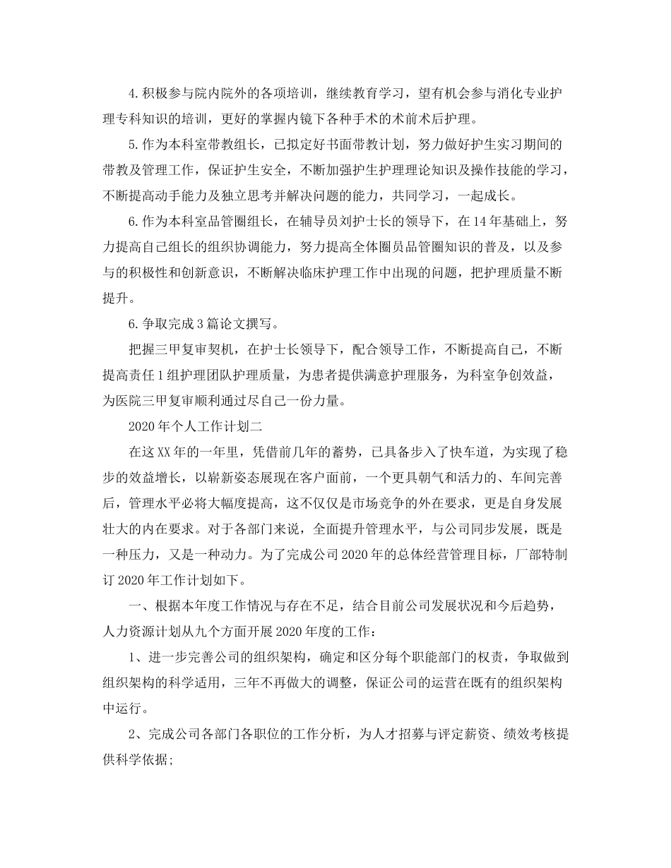 2020年个人工作计划4篇_第2页
