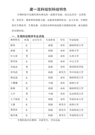 建一流科组创科组特色