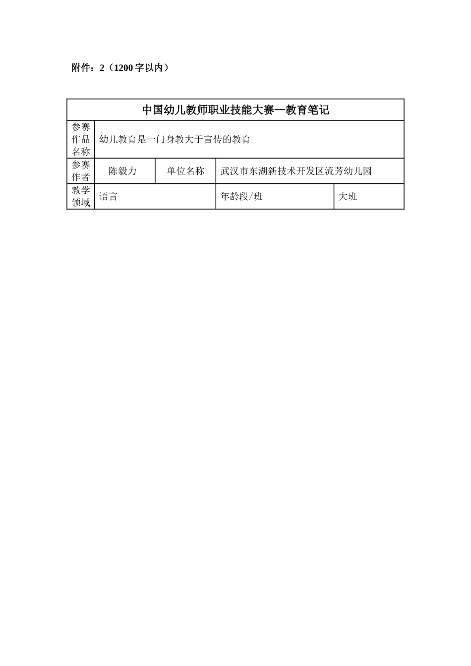 教育笔记幼儿教育是一门身教大于言传的教育陈毅力_第1页