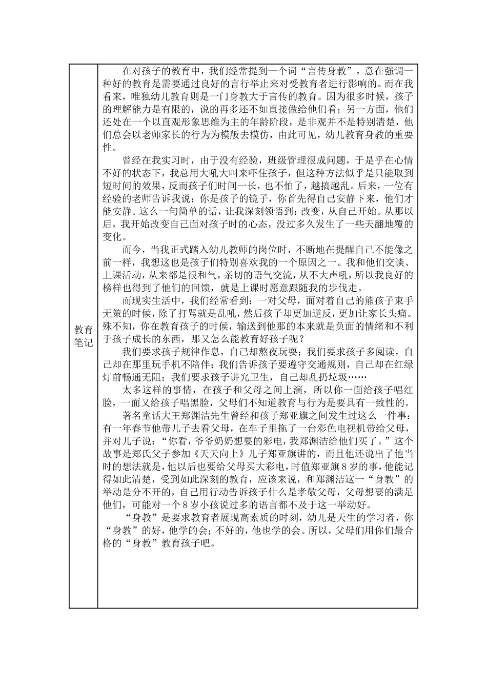 教育笔记幼儿教育是一门身教大于言传的教育陈毅力_第2页
