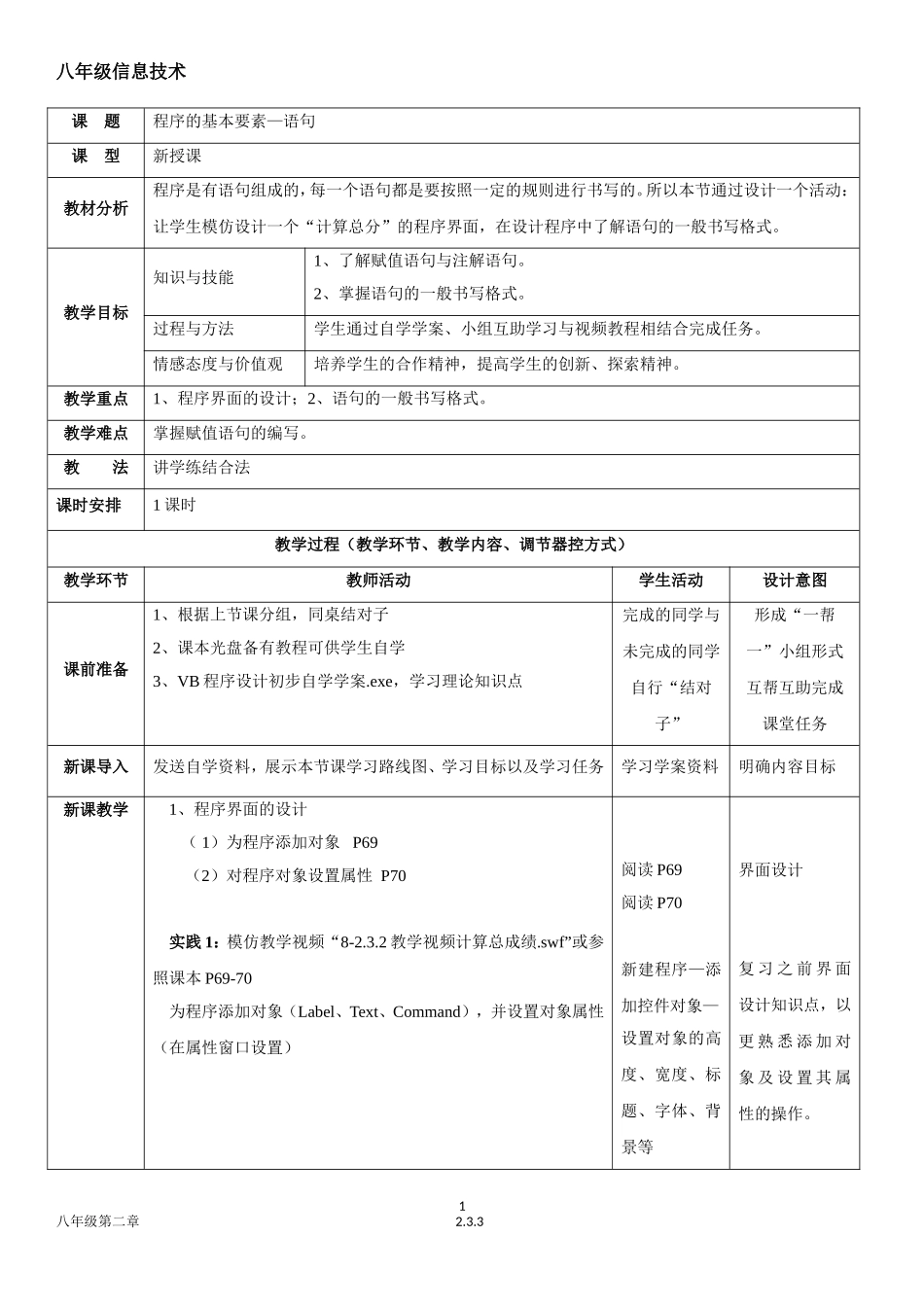 八年级《程序的基本要素—语句》（1课时）_第1页