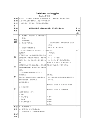 本学期高中羽毛球课系统教学教案