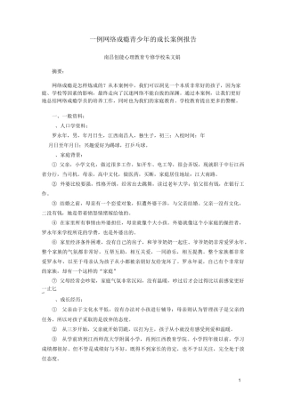 网络成瘾案例报告