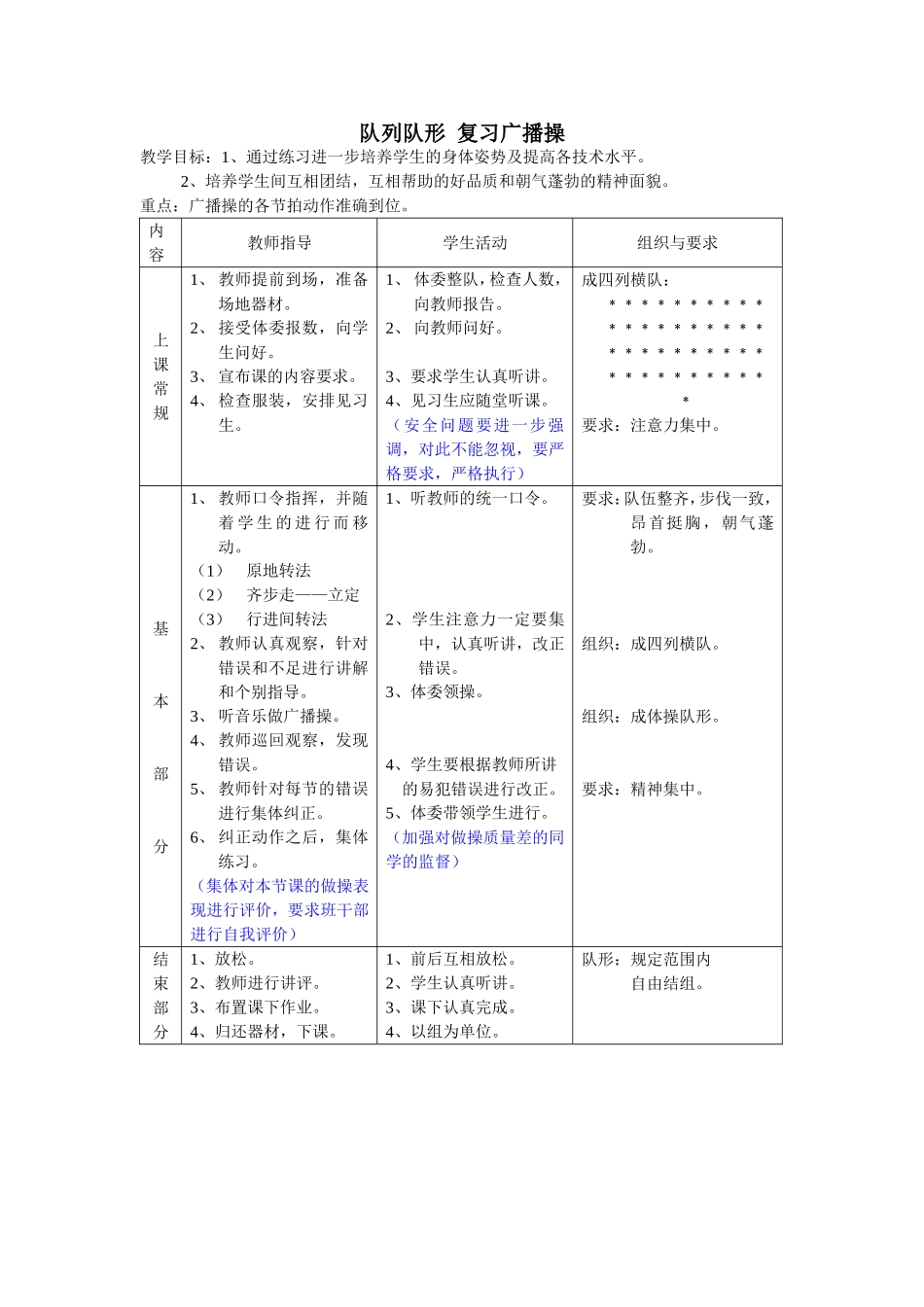 队列队形复习广播操_第1页