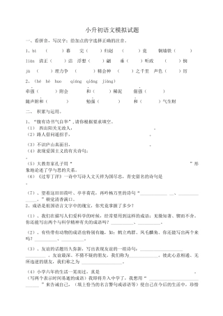 小升初语文模拟试题