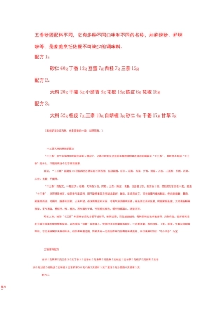 各种香料的配方