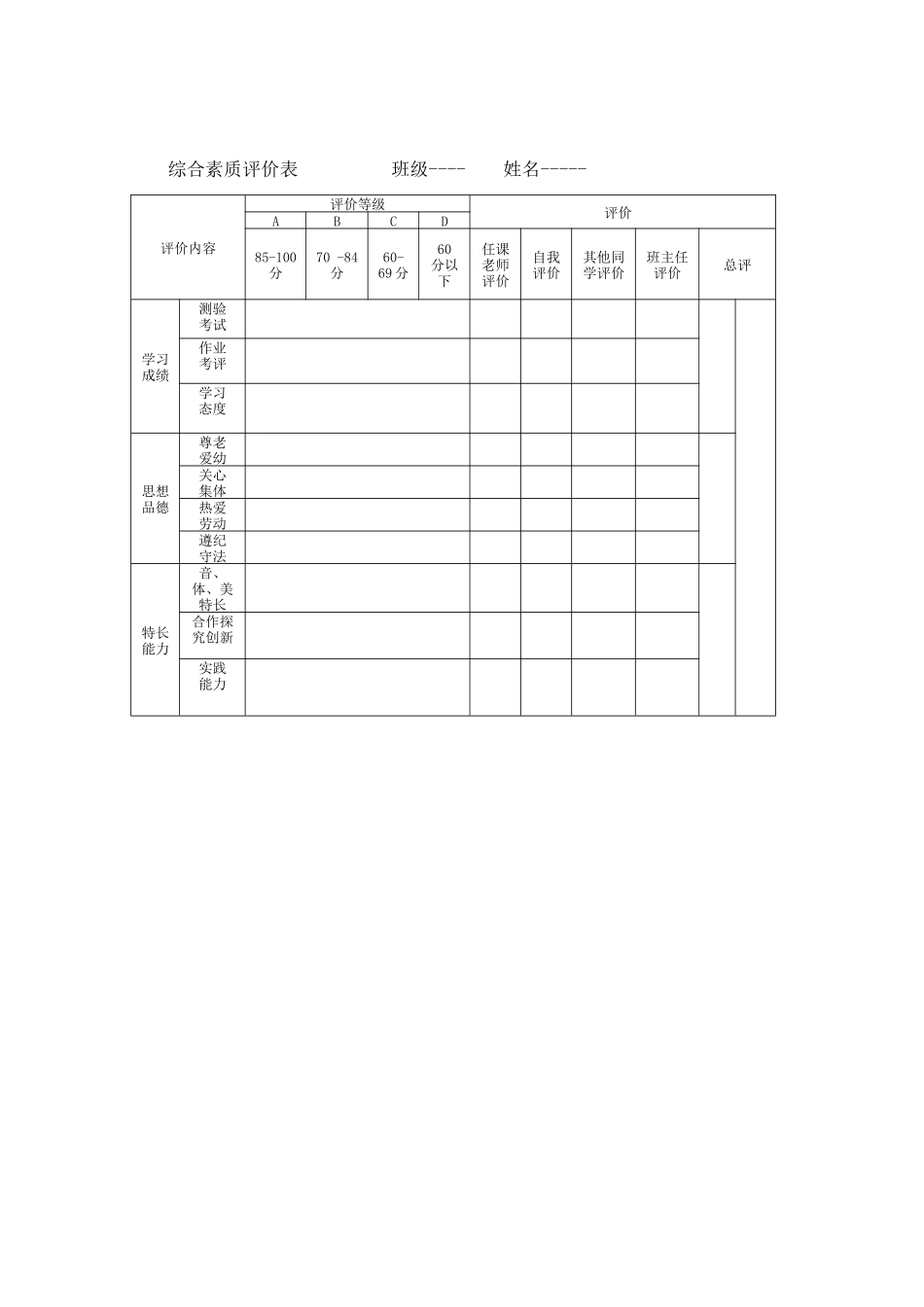 综合素质评价表_第1页