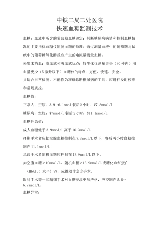 快速血糖监测技术