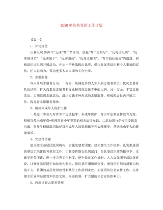单位共青团工作计划