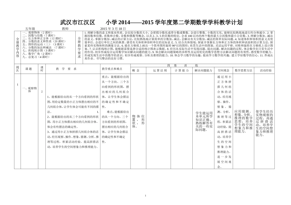 五下数学计划_第1页