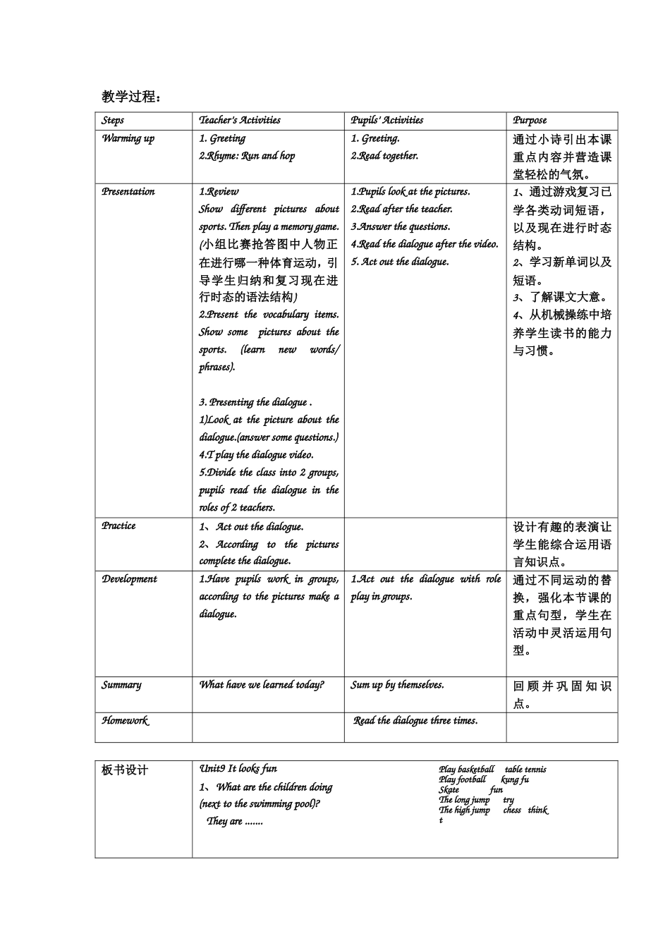 四下Module5SportsUnit9Itlooksfun教学设计_第2页