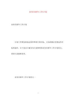 业务员新年工作计划2