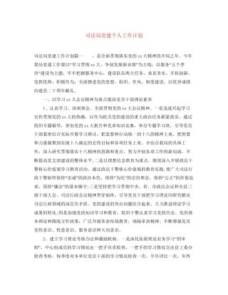 司法局党建个人工作计划