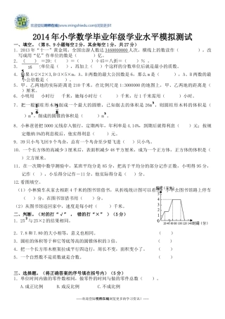2014年小学数学毕业年级学业水平模拟测试