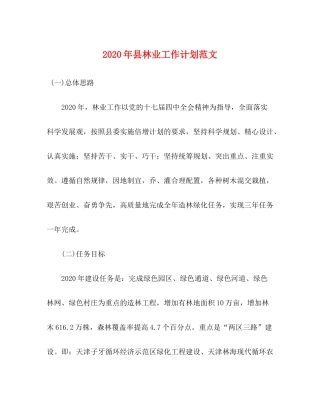 2020年县林业工作计划范文