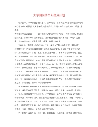 大学期间的个人努力计划