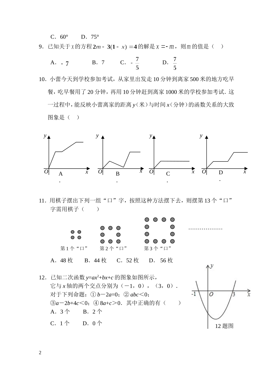 重庆二外初2013级（九年级）第一次月考试题_第2页