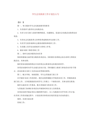 学生会实践部工作计划怎么写
