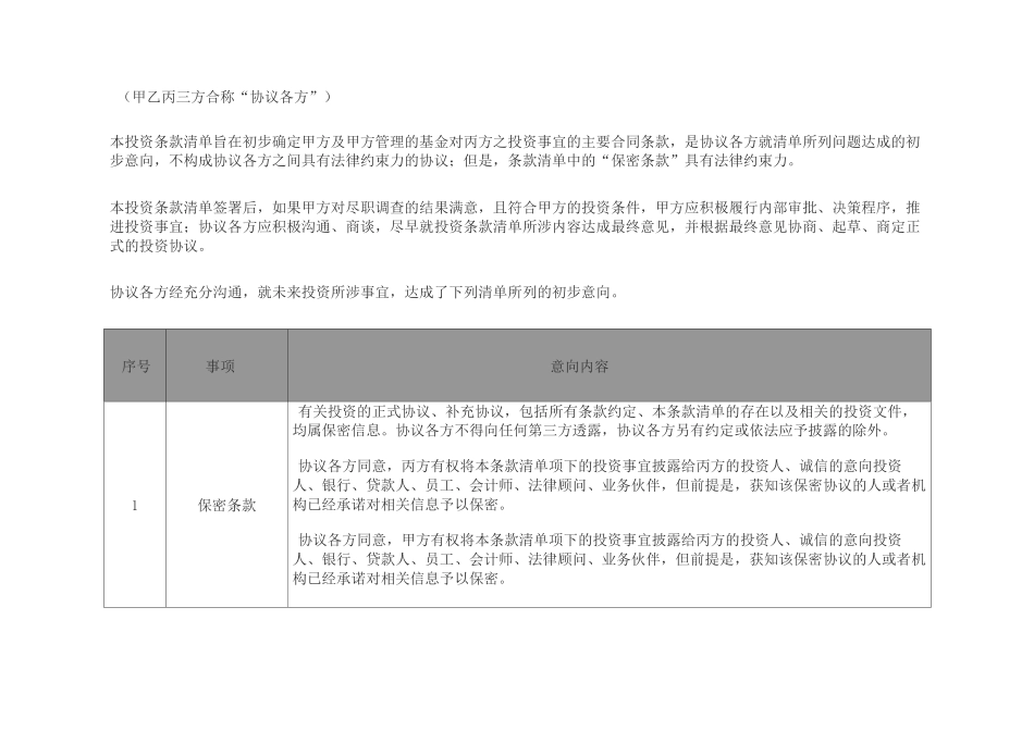 投资条款清单_第2页