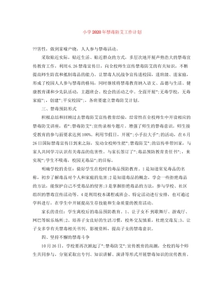 小学年禁毒防艾工作计划