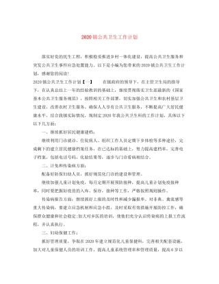 镇公共卫生工作计划