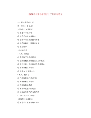 手术室各级别护士工作计划范文