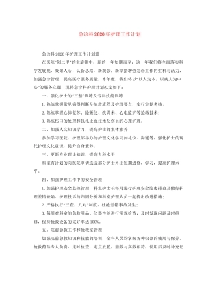 急诊科年护理工作计划