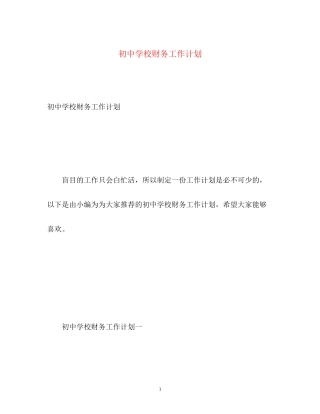 初校财务工作计划