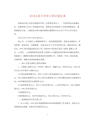 公司人员下半年工作计划文本