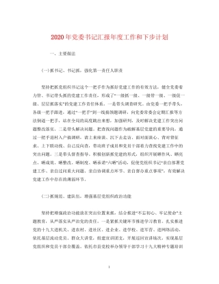 工作总结年党委书记汇报年度工作和下步计划