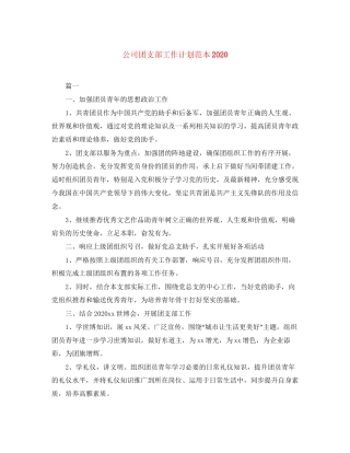 公司团支部工作计划范本2