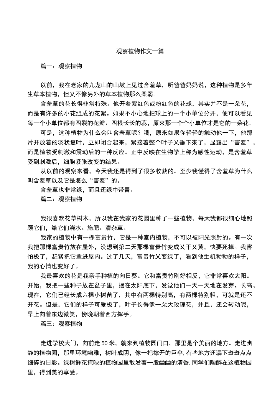 观察植物作文十篇_第1页