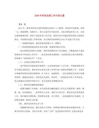 2020年村党支部工作计划九篇