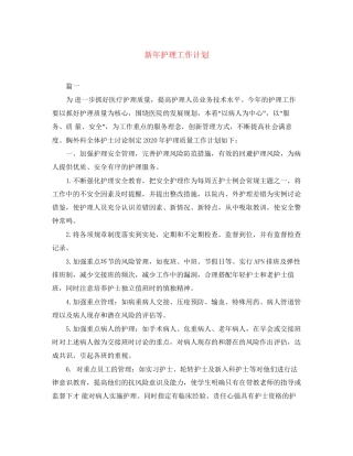 新年护理工作计划