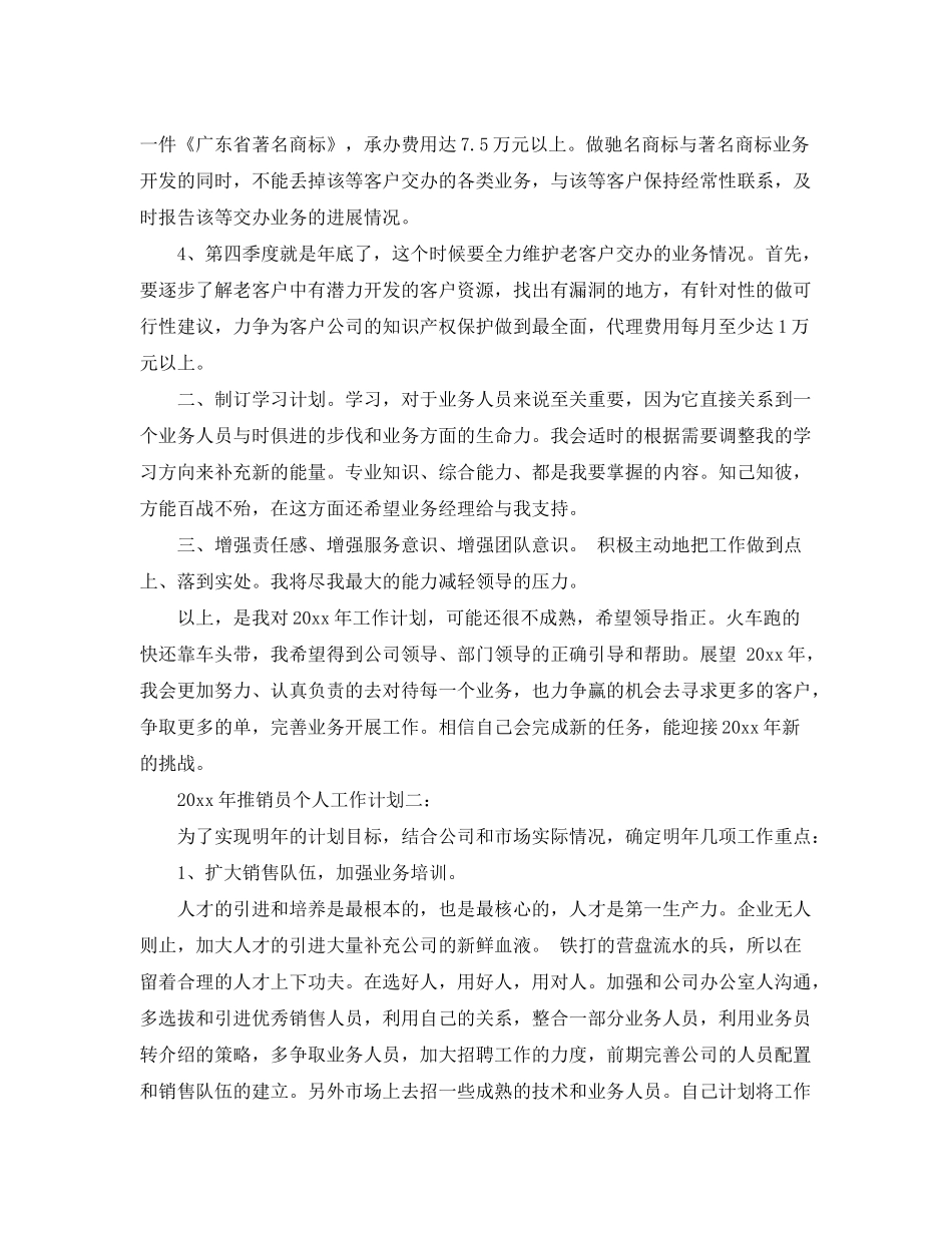 2020年推销员个人工作计划3篇_第2页