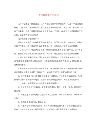 大学校团委工作计划