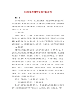 2020年农村党支部工作计划2