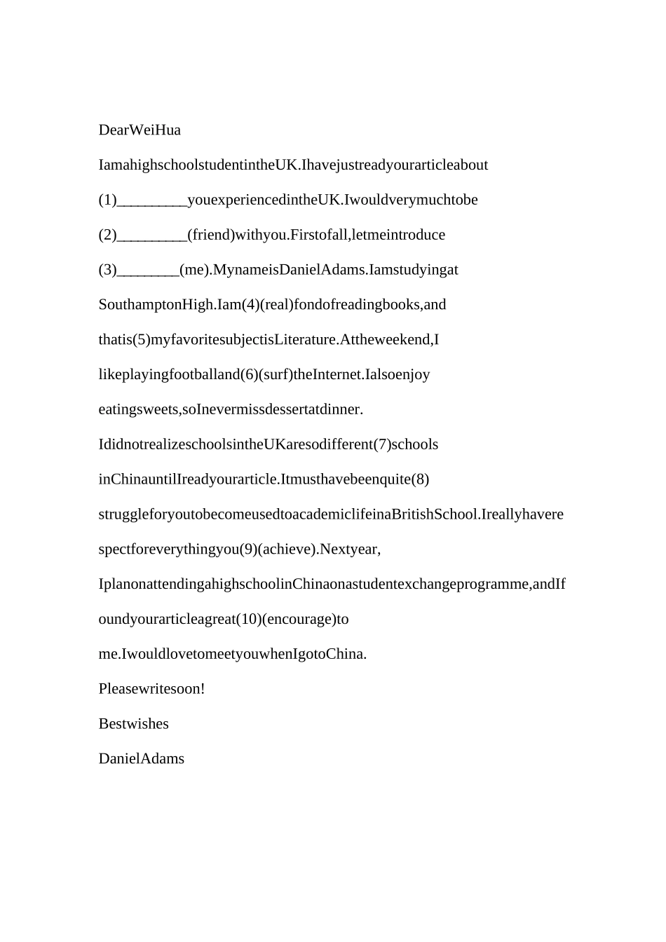 短文填空练习模块一_第1页