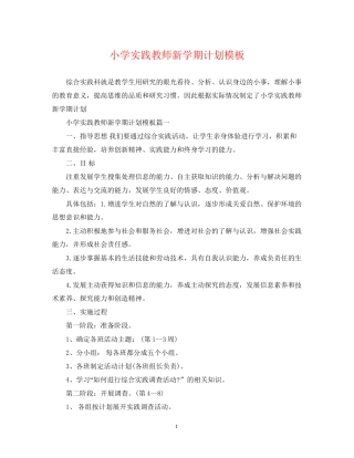 小学实践教师新学期计划模板