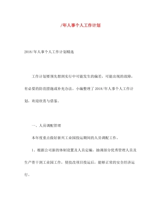 2020年人事个人工作计划