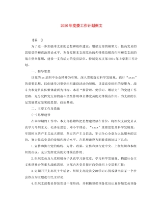 2020年党委工作计划例文