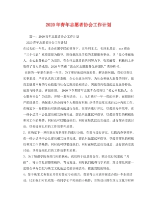 2020年青年志愿者协会工作计划