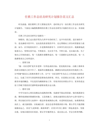 任教工作总结及研究计划报告范文汇总