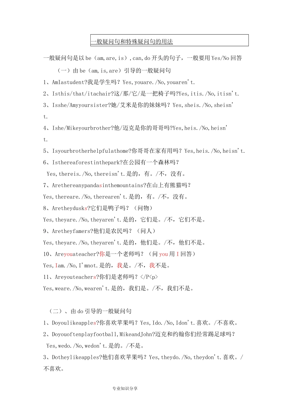 特殊疑问句及一般疑问句的用法_第1页