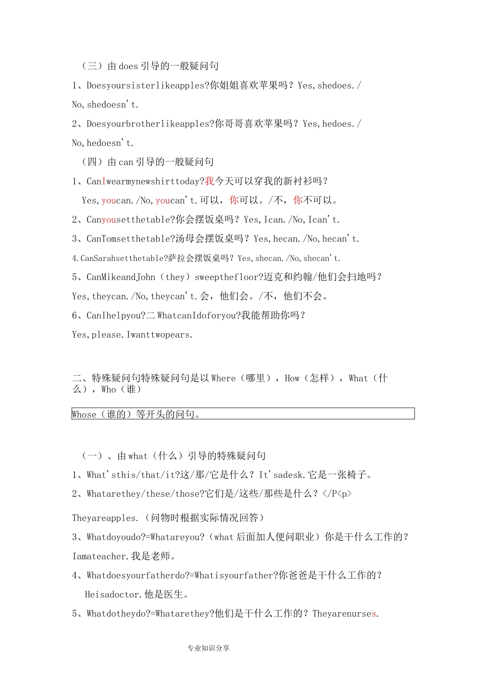 特殊疑问句及一般疑问句的用法_第2页