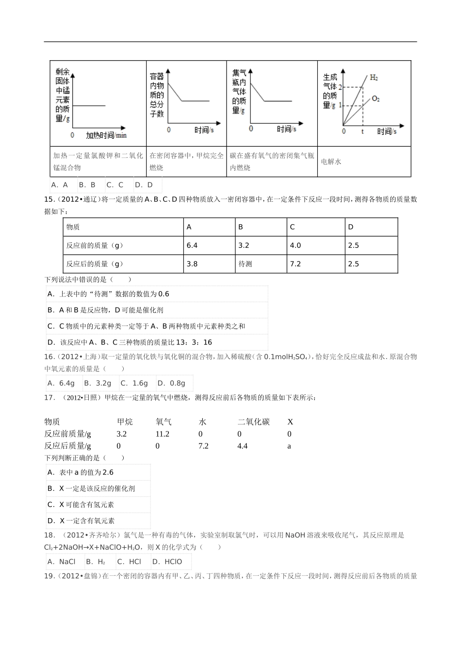 质量守恒定律中考专题_第3页