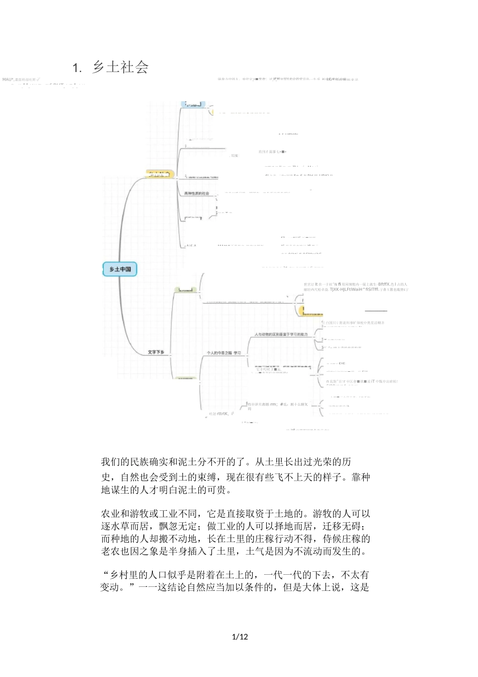 高中语文乡土中国思维导图_第1页