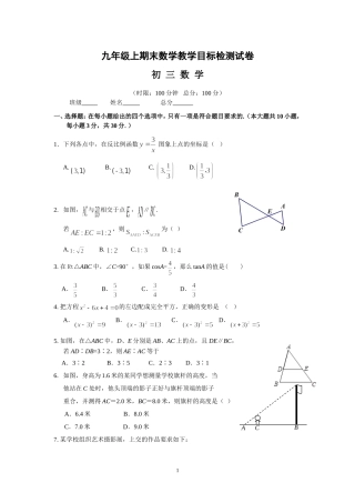 新湘版数学九年级上期期末测试