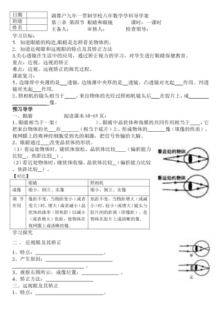 眼睛和眼镜导学案
