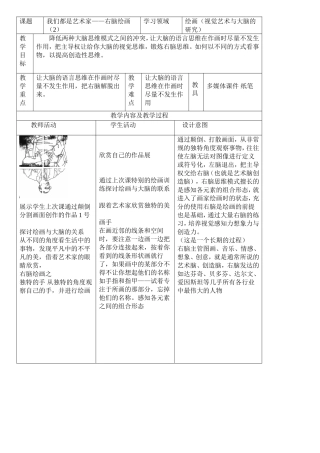我们都是艺术家——右脑绘画（2）教学设计